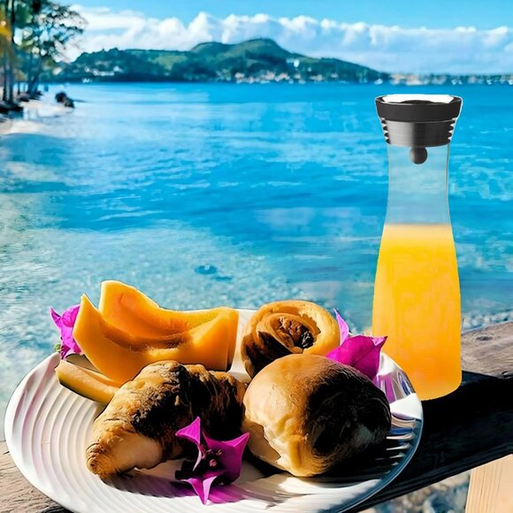 Handblown Glass Carafe with Lid – Borosilicate 50oz Water Pitcher, Fruit Infuser - Picture 10 of 13